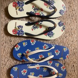 Two Pairs of Tory Burch Flip Flops